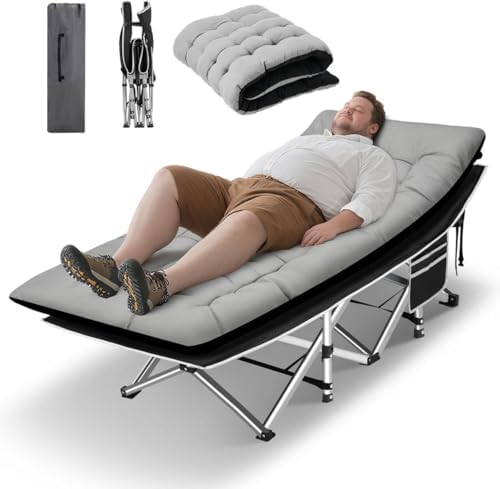 HABUTWAY Camping Cots for Adults, 600lbs Capacity, Folding Camping Cot with Mattress, Sleeping Cots for Adults with Carry Bags for Travel,Beach,Patio,Home Office,Nap Time by HABUTWAYMakeYourLifeComfortable
