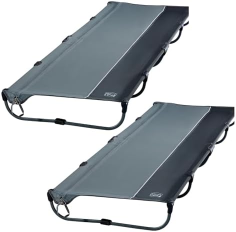 TIMBER RIDGE 20-Second Quick Set-Up Camping Cot, Lightweight Aluminum Folding Cot with Zipper Closure, Portable Carry Bag Included for Camping, Travel and Outdoors, Support up to 225lbs, Grey 2pcs by TIMBERRIDGE
