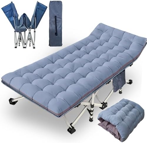 32" XXL Folding Camping Cot, Heavy Duty Camping cots for Adults by NESDCC