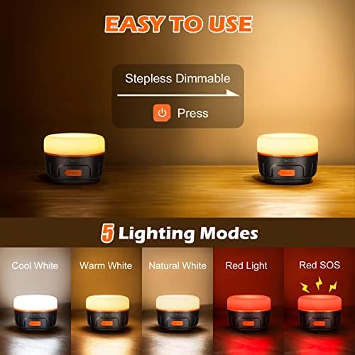 Sinvitron LED Camping Lantern Rechargeable with Remote Control - 1000LM 150H Runtime Tent Light, 5200mAh Water-Resistant Emergency Light for Hurricane Power Outages, Hiking Home - Image 4