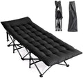 VINGLI Folding Camping Cot Bed,Camping Cots for Adults with Mattress, Foldable Cots for Sleeping with Pillow 1200D Layer Oxford for for Guest,Travel,Hiking-Black 2P by VINGLI