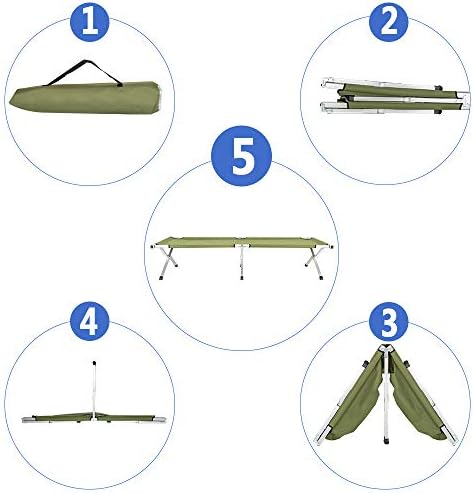 HOMSUPPLIE'S Folding Camping Cot,Outdoor Portable Camp Bed, Sleeping Cots with Carry Bag (Green) - Image 3