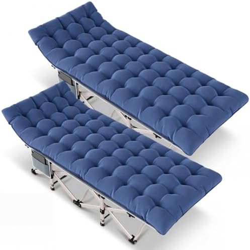 Camping Cot for Adults 2 Pack, 800 LBS Heavy Duty 75"x28" Folding Cot Bed with 2" Thick Detachable Pads & 1200D Oxford, Sleeping Cots for Family & Guests - 10-Second Setup by Harigal