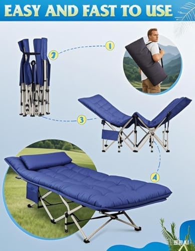 WLIVE 1200D Oxford Camping Cots with Washable Mattress for Adults - Image 5