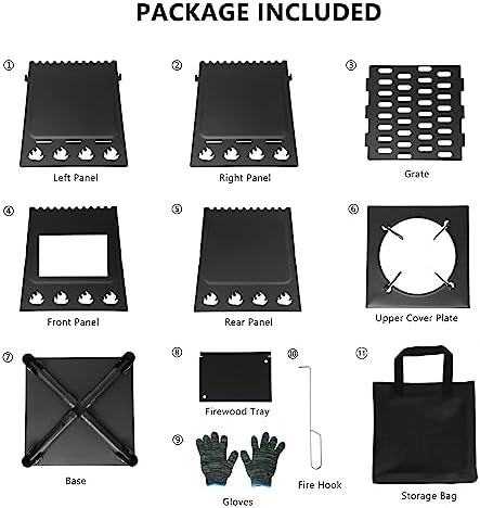 Camping Wood Stove, Portable Wood Burning Stove, Backpacking Folding Camp Tent Heat Mini Outdoor Stove with Carrying Bag, for Cooking Heating Picnic hiking BBQ Travel RV (Large) - Image 7