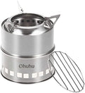 Camping Stove, Ohuhu Camp Stove Wood Burning Stove Stainless Steel Stoves Mini Portable Stove for Camping Picnic BBQ Backpacking Hiking Survival Emergency Cooking Outdoor with Grill Grid Carry Bag by Ohuhu