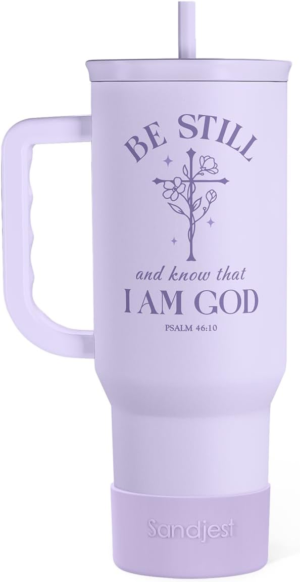 Christian Gift for Women – Insulated Stainless Steel Tumbler with Handle and Straw - Religious Inspirational Gifts for Birthday Christmas, 40oz by SANDJEST