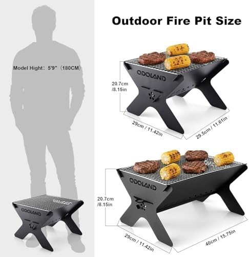 Odoland Portable Folding Charcoal Grills for Outdoor Cooking Bonfire BBQ - Image 6