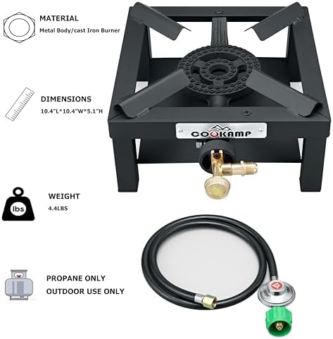 COOKAMP Propane Burner Angle Iron Camp Stove with CSA Listed Regulator and 4ft Hose (SA1200v2) - Image 3