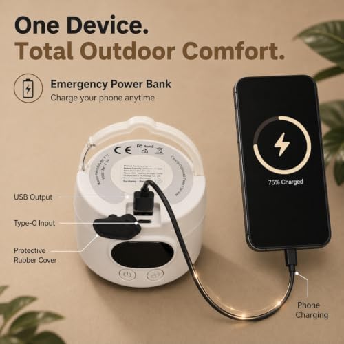Camping Tent Fan with Light, Rechargeable Hanging Fan with Remote - Image 6