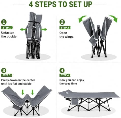 Folding Camping Cot for Adults with Pad, Padded Portable Sleeping Cots, Camp Bed for Outdoor Travel, Beach, Hiking - Image 5