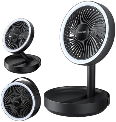 Gaiatop Foldable Desk Fan with Night Light, 6.8in Portable Travel Fan by GAIATOP