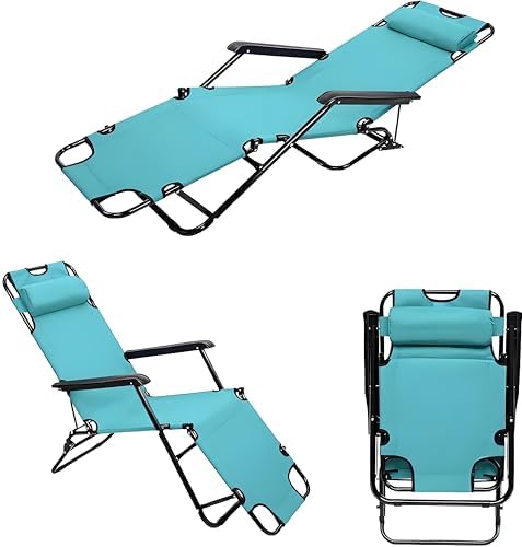 HOMSUPPLIE'S Folding Outdoor Lounge Chair, Mint Green by Unknown