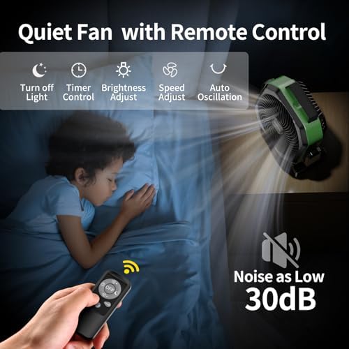 Socool Camping Fan with Light, 20000mAh Rechargeable Battery Fan with Remote, 112Hrs & 8 Speeds, Digital Display, Timer, Auto Oscillation, 270° Pivot & Hook for Outdoor Tent, Hurricane, Power Outage - Image 5