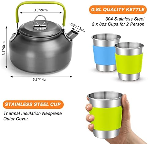 Odoland 16pcs Camping Cookware Mess Kit, with Folding Camping Stove - Image 3
