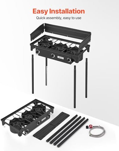 VEVOR 3 Burner Outdoor Propane Gas Stove, Propane LPG Gas Camping Stove, - Image 5