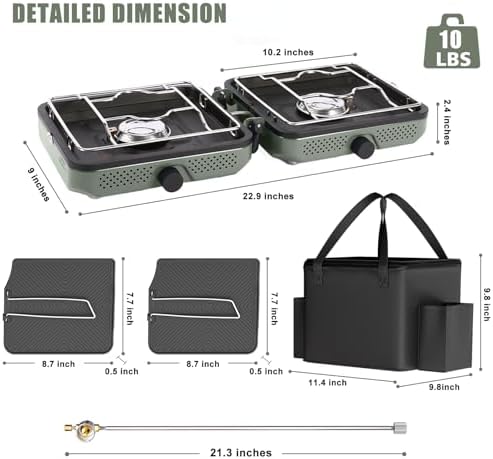 Hisencn 2 Burner Camping Stove with Dual Griddles for Camping,RV Essentials - Image 2