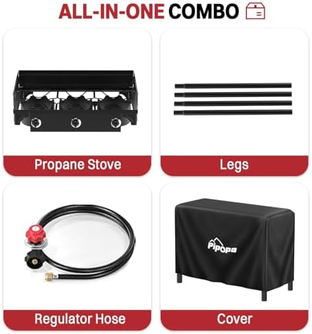 3 Burner Propane Camp Stove | 225,000 BTU | High Pressure Gas Burners - Image 6