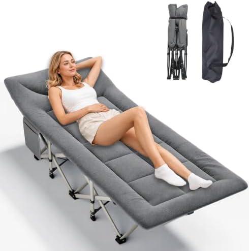 10-Leg Heavy Duty Camping Cot for Adults with Mattress by Unknown