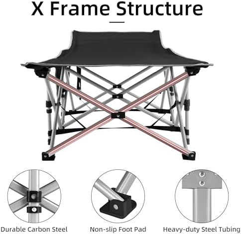 Fragess Foldable Camping Cots for Adults, 28" Extra Wide Cot with Removable Mattress, 600LBS Max Load, Sleeping Cots for Camping Outdoor/Office, Guest (Azure) - Image 6