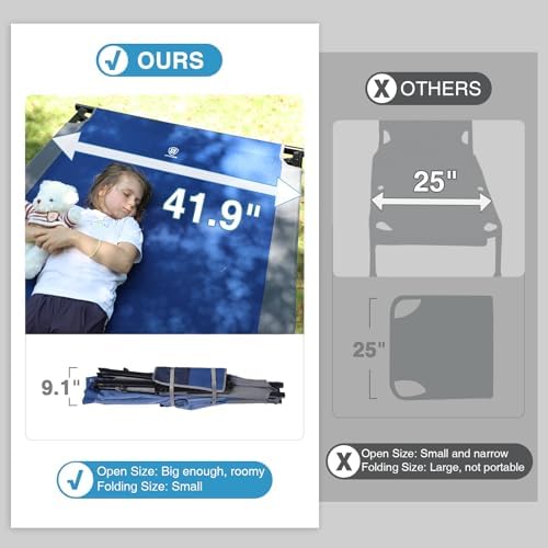 EVER ADVANCED Extra Wide Camping Cot for Adults Oversized XXL Sleeping Cots Folding Cot Bed with Carry Bag, 84.3" L x 41.9" W, Support to 550 lbs - Image 2