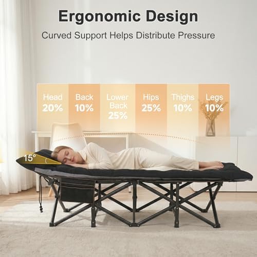 ABORON XXL Folding Camping Cot for Adults, 32 in Wide with Mattress, 900 lb - Image 3