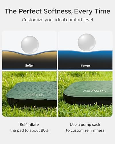 Acacia 4" Thick Self Inflating Sleeping Pad with Foam, Innovative Y-Shaped Telescopic Structure, Ultraportable Camping Air Mattress with Pump Sack, Easy Roll Up Sleep Bed for Travel Tent Car - Image 5