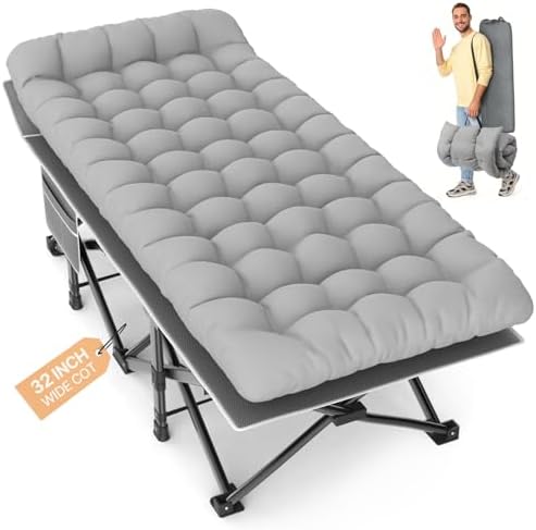 Slendor XXL Camping Cot with Mattress, Pillow & Carry Bag, 32" Extra Wide by Slendor