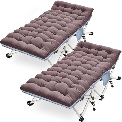 2 Pack 32" Oversize Camping Cot, XXL Camping Bed with Comfortable Mat by COLMERD