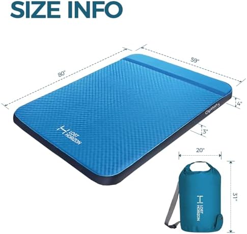 Lost Horizon Self-Inflating Foam Camping Mattress, Queen, 3" Thick - Image 2