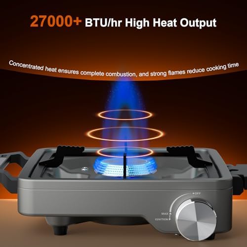 27000 BTUs 2 Burner Folding Camp Stove, Propane Gas Stove for Camping - Image 2