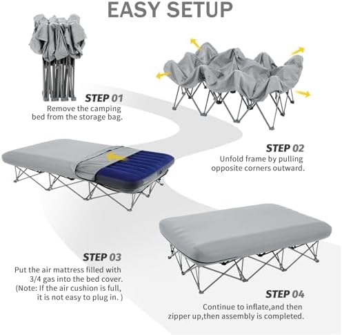 KAMPKEEPER Camping Cot for Adults with Air Mattress, No Air Pump - Image 5