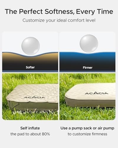 Acacia 4" Thick Self Inflating Sleeping Pad with Foam, Innovative Y-Shaped Telescopic Structure, Ultraportable Camping Air Mattress with Pump Sack, Easy Roll Up Sleep Bed for Travel Tent Car - Image 6