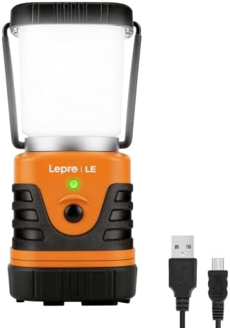 Lepro 1000LM LED Camping Lantern Rechargeable with 4 Light Modes, Orange by Lepro