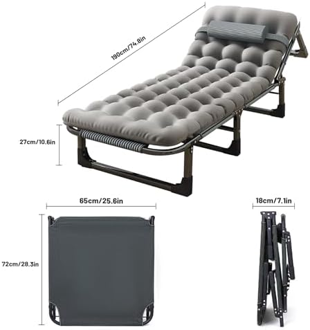Folding Camping Cot for Adults,Adjustable Sleeping Cot with Mattress - Image 2