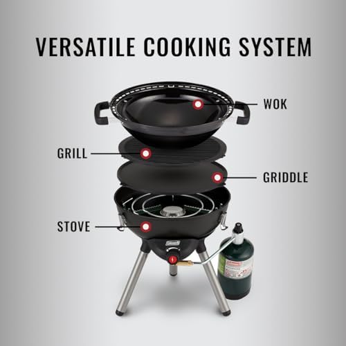 Coleman 4-in-1 Portable Propane Grill with 4 Cooking Attachments, Grill/Stove/Griddle/Wok with 7000 BTUs of Power for Grilling, Tailgating, Camping, BBQ, & More - Image 2