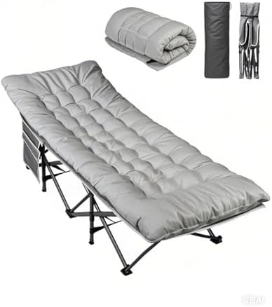 WLIVE 1200D Oxford Camping Cot with Washable Mattress for Adults, Greige by WLIVE