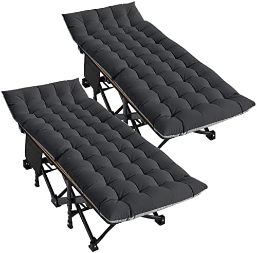 DoCred Folding Camping Cot with Mattress, 2 Pack Heavy Duty Folding Cot by DoCred