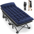 Fragess Portable Camping Cot, 32" Extra Wide Camping Cots for Everyone with Thick Cushion, Heavy Duty Sleeping Cot Holds Up to 600LBS, Cots for Sleeping, Rv, Beach, Patio, Office Naps(Blue) by Fragess