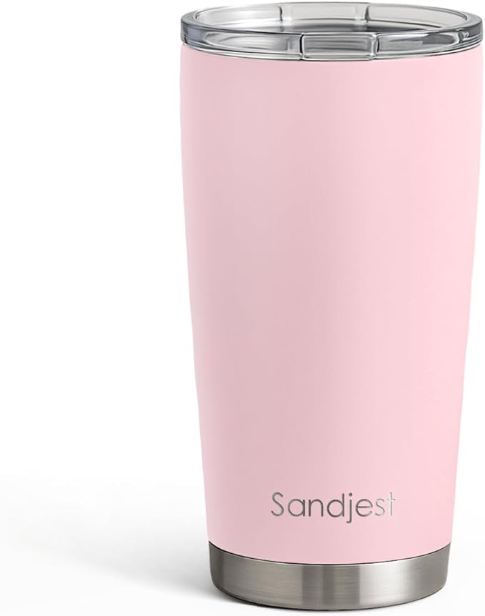 SANDJEST Pink Tumbler 20oz Stainless Steel Double Wall Vacuum Insulated, Travel Coffee Cup, Gifts for Men Women Birthday Christmas by SANDJEST