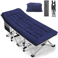Fragess Portable Camping Cot, Sleeping Cot for Adult, 28" Extra Wide Heavy Duty Folding Cot Max Load 600LBS with Thick Mattress, Portable Camping Bed for Camp Outdoor/Office, Home Nap (Blue) by Fragess