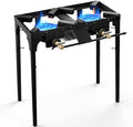 GasOne Double Propane Burner with Adjustable Height 4-Tier Removable Legs for Outdoor Cooking – High Pressure Camping Accessories Camp Stove – Cast Iron Portable Stove Top - Patent Pending by GASONE