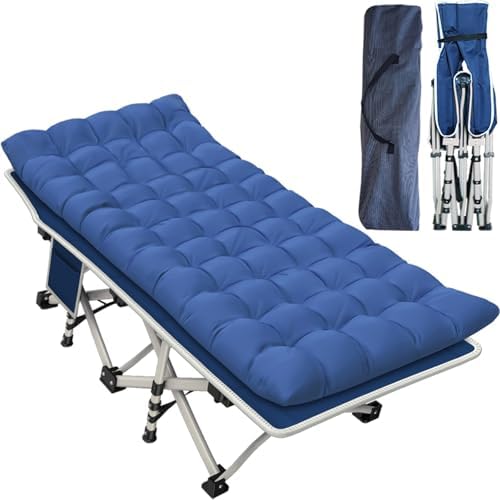 Camping Cot with Thick Pad, Cots for Sleeping, 450LBS(Max Load) by GETOVIN