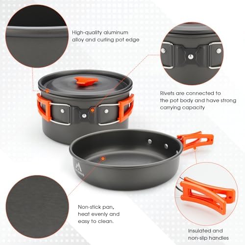 THTYBROS 17pcs Camping Cookware Mess Kit,for Camping,Backpacking,Picnic - Image 3
