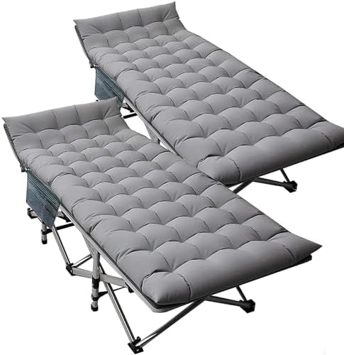 DoCred Oversized XXL Folding Camping Cot with Mattress, 2 Pack 32" Wide Cot by DoCred