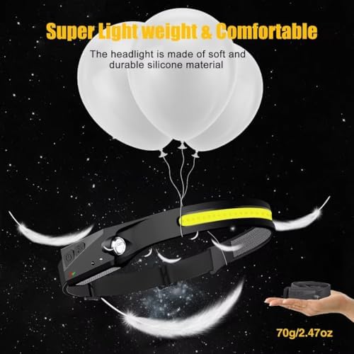 Headlamp Rechargeable 3PCS, 230° Wide Beam Head Lamp LED with Motion Sensor for Adults - Camping Accessories Gear, Waterproof Head Light Flashlight for Hiking, Running, Repairing, Fishing, Cycling - Image 6