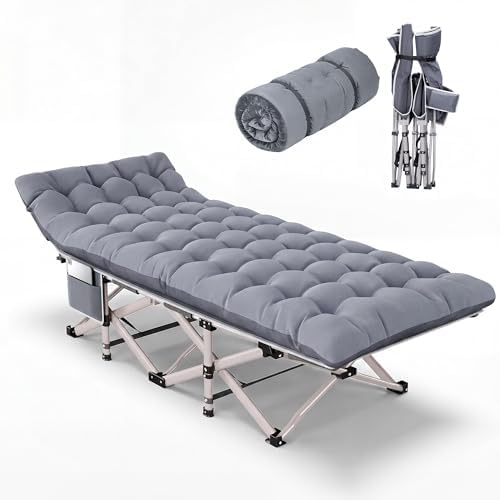 Fenbeli Sleeping Cot for Adults, Camping Bed, Washable Cover, Light Gray by Fenbeli