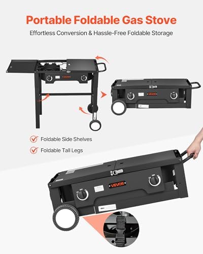 VEVOR 2 Burner Outdoor Propane Gas Stove, Propane LPG Gas Camping Stove, - Image 2