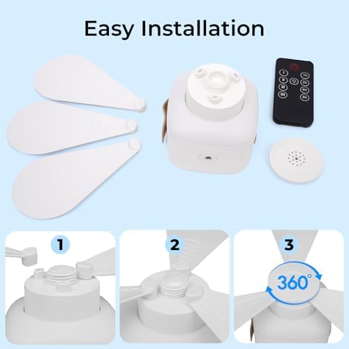 Camping Fan with Light & Remote, 7200 mAh Rechargeable Tent Fan with 4 Speeds,3 Light Modes, Detachable Blades and Hook Ceiling Fan for Tents, Beach, RV, Car, Camper & Outdoor - Image 5