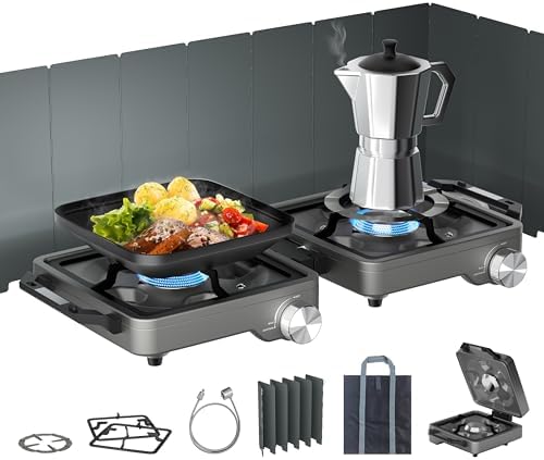 27000 BTUs 2 Burner Folding Camp Stove, Propane Gas Stove for Camping by Unknown